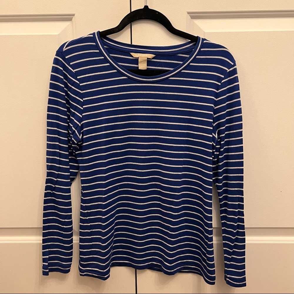 Banana Republic Blue & White Stripped Long Sleeve Top